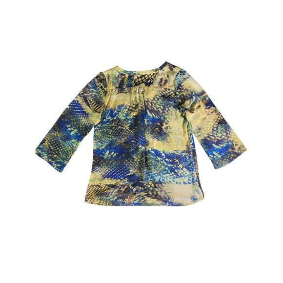 Mushka by Sienna Rose Womens Large Button Blouse Sheer Top 3/4 Sleeve Roll Tab - Picture 4 of 10